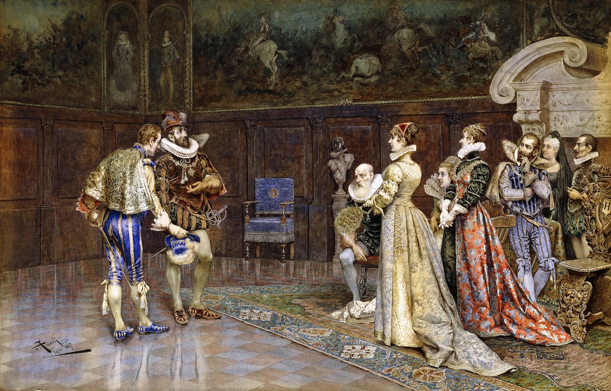 En presentation av Henri IV av Frankrike vid Marguerite Valois hov av Giuseppe Aureli