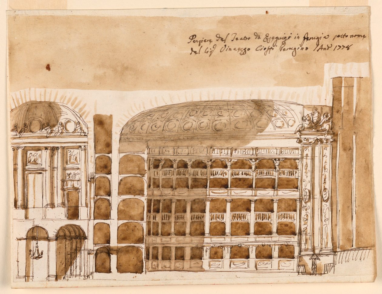 Sektion av en teater i Perugia av Giuseppe Barberi