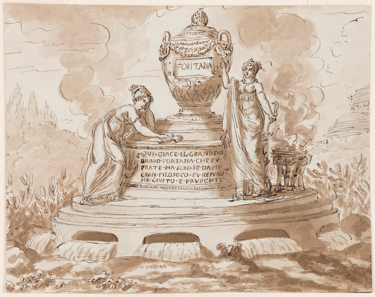 Gravmonument för Felice Fontana, professor i filosofi, Padua av Giuseppe Barberi