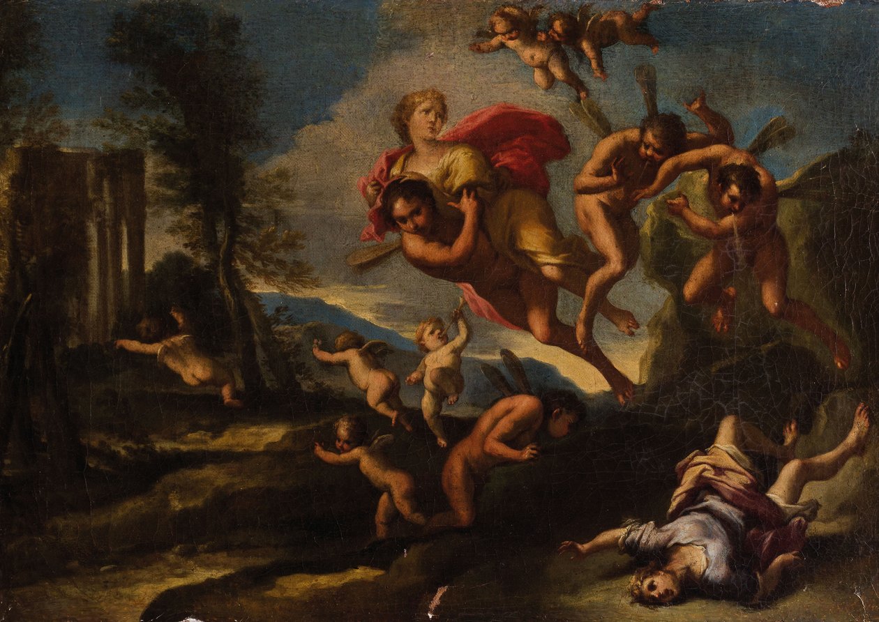 Boreas bortförande Orithyia. av Giuseppe Bartolomeo Chiari