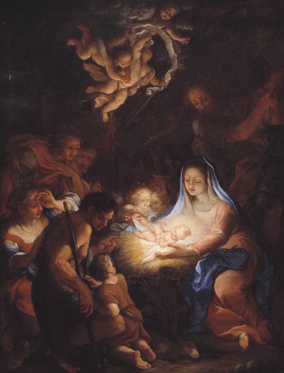 Tillbedjan av herdarna av Giuseppe Bartolomeo Chiari