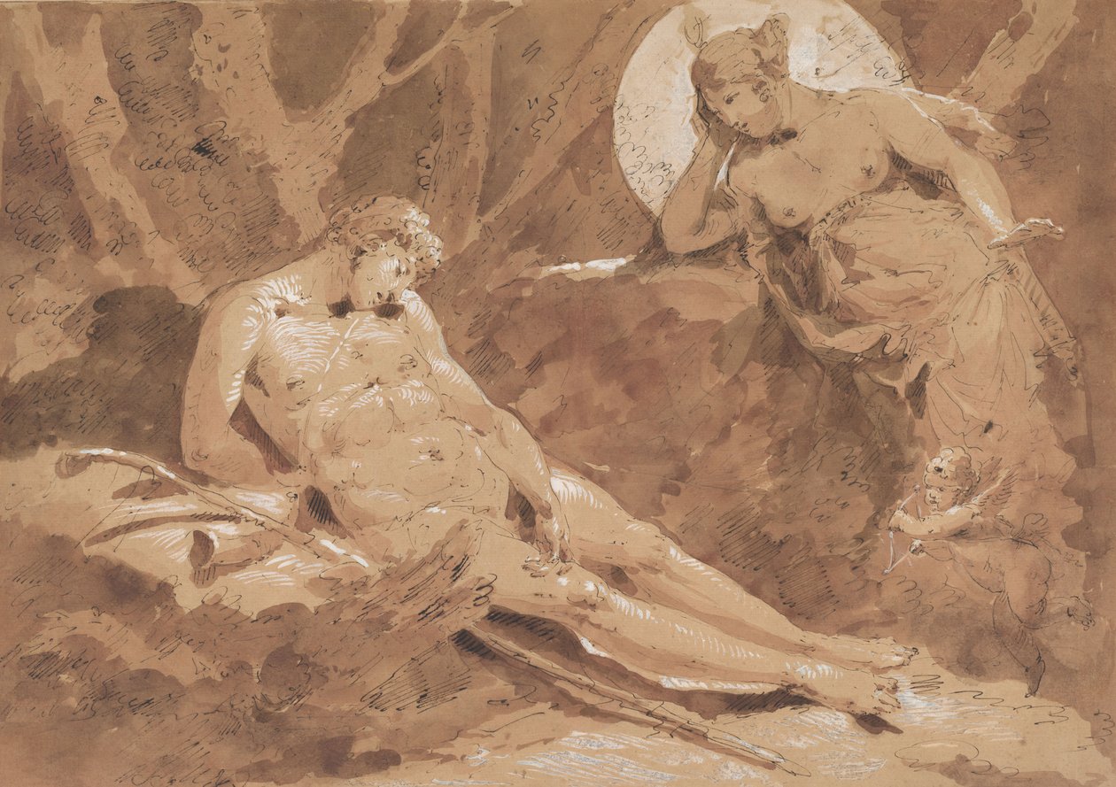 Diana och Endymion med Amor av Giuseppe Bernardino Bison