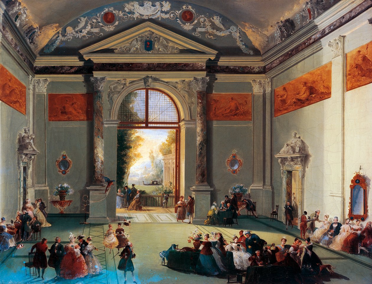 Venetiansk konversation, av Giuseppe Bernardino Bison (1762-1844), olja på duk, Italien av Giuseppe Bernardino Bison