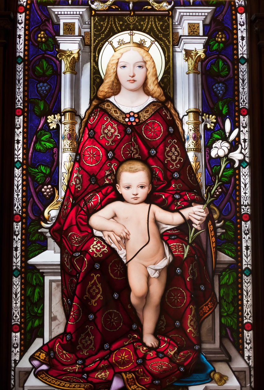 Madonna Enthroned (målat glas) av Giuseppe Bertini