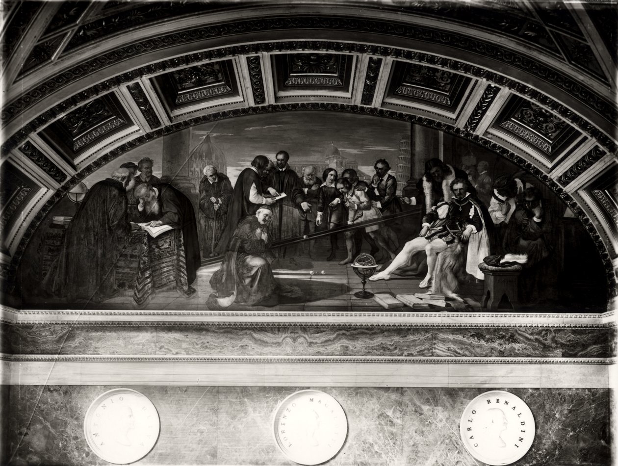 Rättegången mot Galileo (1564-1642) detalj av Galileo i Pisa (fresk) av Giuseppe Bezzuoli