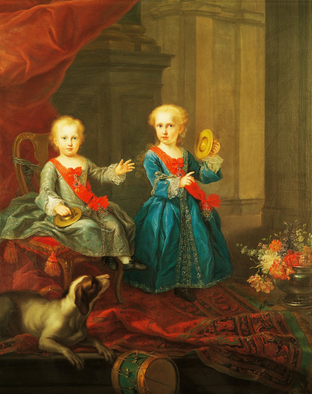 Döttrar till Karl III av Bourbon, kung av Neapel och två Sicilier och Maria Amelia av Sachsen, drottning av två Sicilier, målning, av Giuseppe Bonito (1701-1789), Italien av Giuseppe Bonito