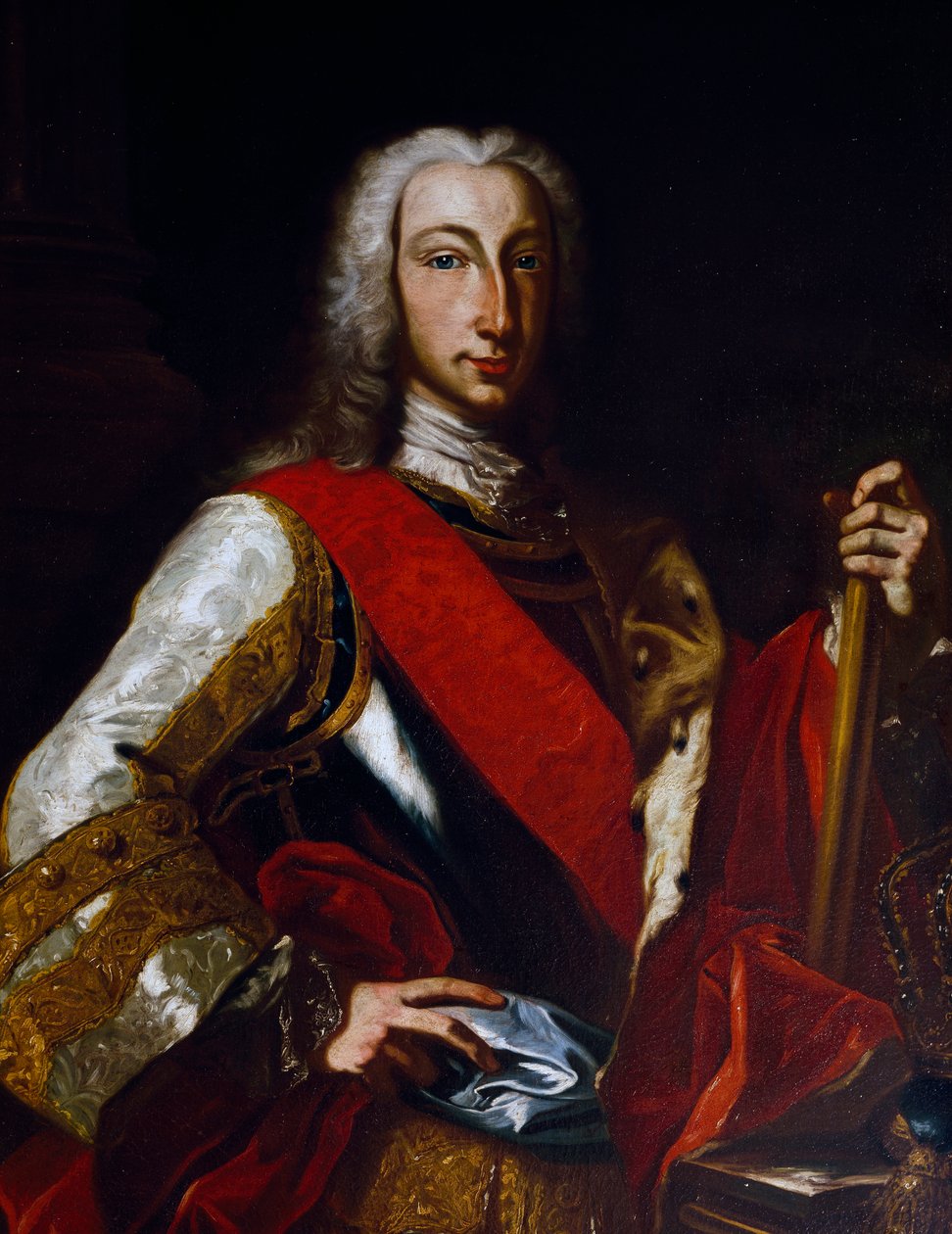 Porträtt av Karl III av Bourbon (1716-1788), kung av Spanien, senare Karl VII som kung av Neapel, målning av Giuseppe Bonito (1707-1789) av Giuseppe Bonito