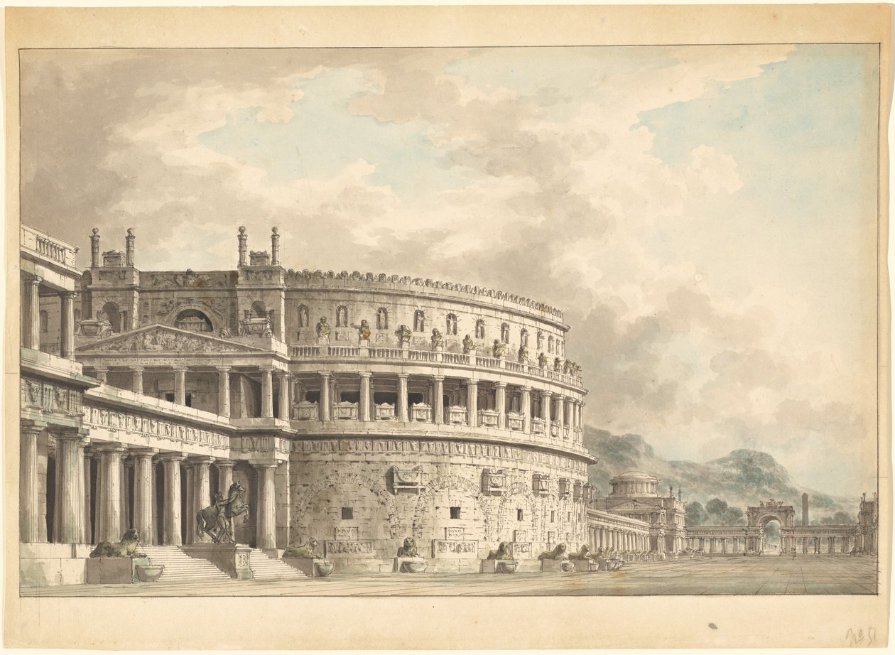 Arkitektonisk fantasi om ett magnifikt forntida mausoleum av Giuseppe Borsato