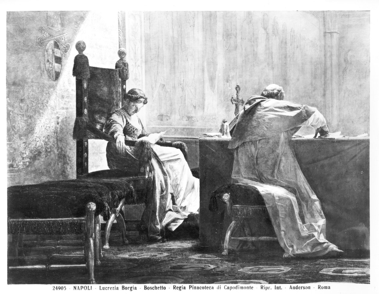 Lucrezia Borgia (1480-1519) och hennes far påven Alexander VI (1431-1503) av Giuseppe Boschetto