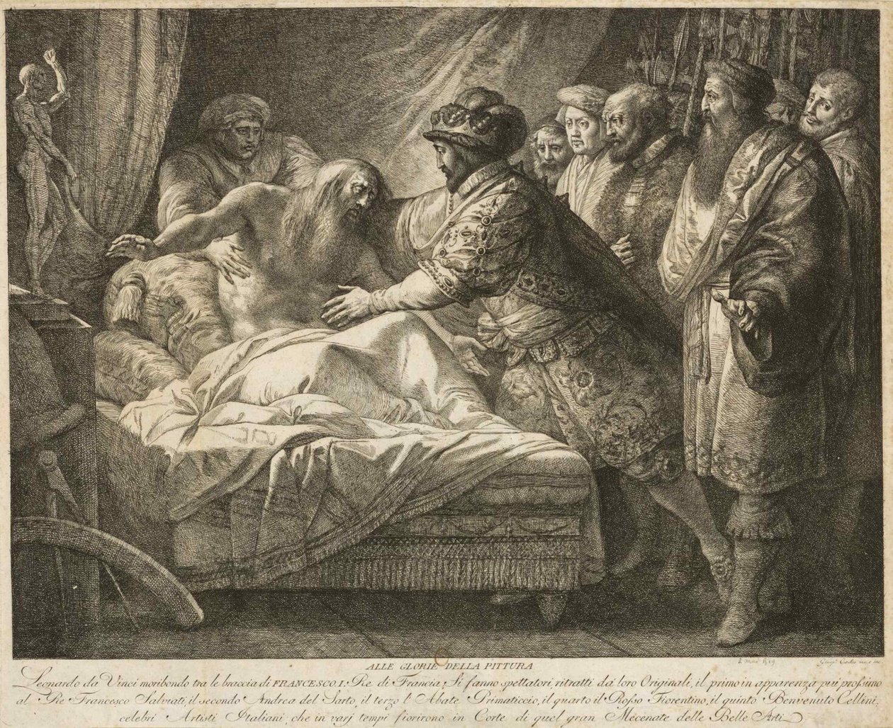 Allegori om målning Leonardo da Vincis död, ca. 1790. av Giuseppe Cades