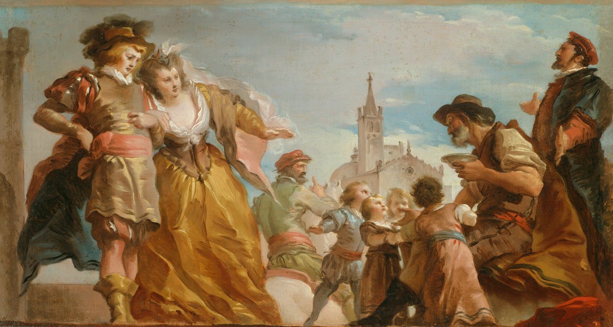 Mötet mellan Gautier, greve av Antwerpen, och hans dotter, Violante av Giuseppe Cades