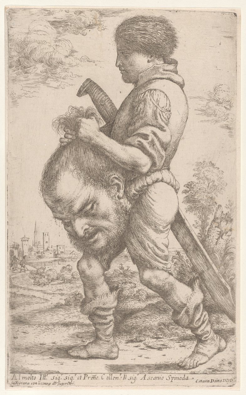 David bär Goliats huvud, som han håller i håret, 1620-30. av Giuseppe Caletti