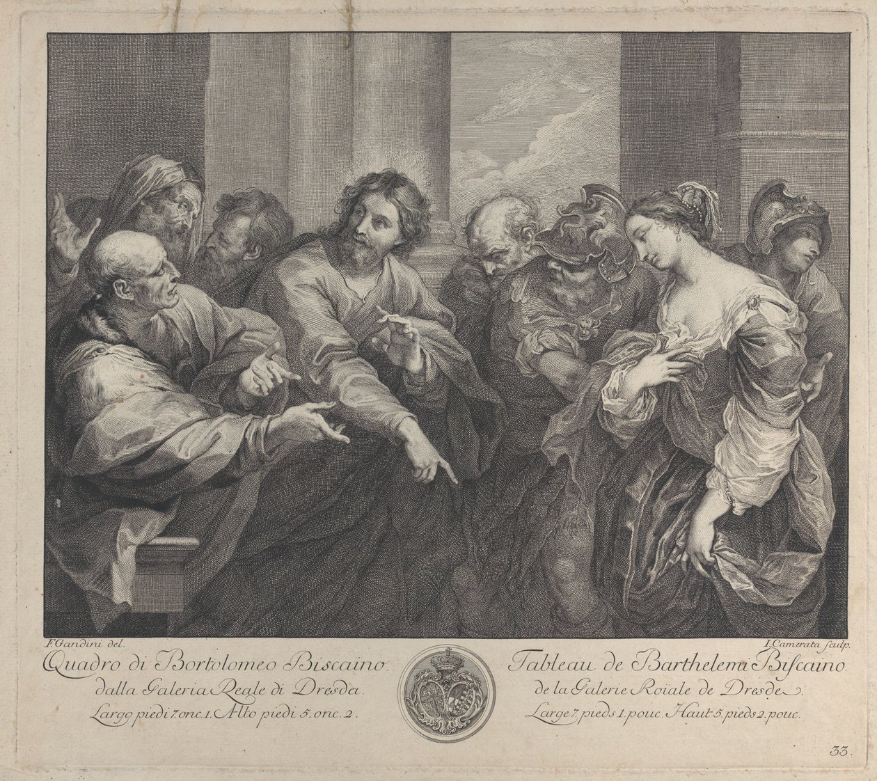 Kristus och kvinnan tagen i äktenskapsbrott, 1750-57. av Giuseppe Camerata