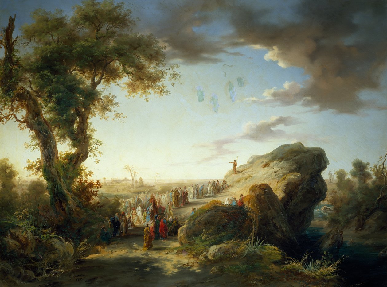 Italien, Aglie Ducal Castle, St John the Baptist Preaching, av Giuseppe Camino (1818-1890), olja på duk av Giuseppe Camino