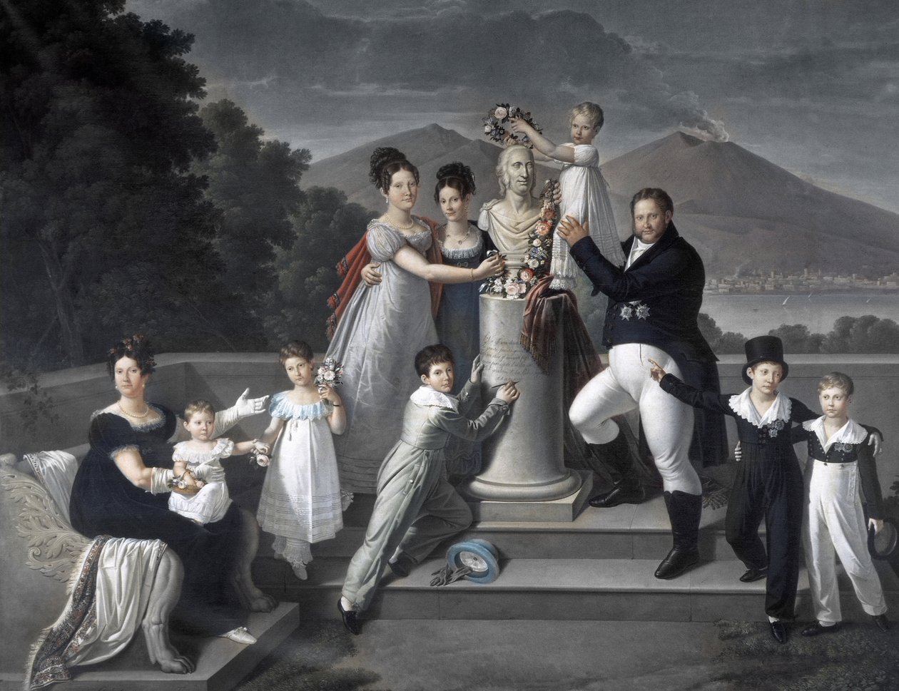 (Familj till kung Francesco I av de två Sicilierna). Från vänster till höger: Maria Isabella di Borbone-Spain (andra fru till Francesco I), Maria Carolina Ferdinanda, Maria Antonietta storhertiginna di Toscana, Luisa Carlotta, Maria Cristina drottning av S av Giuseppe Cammarano