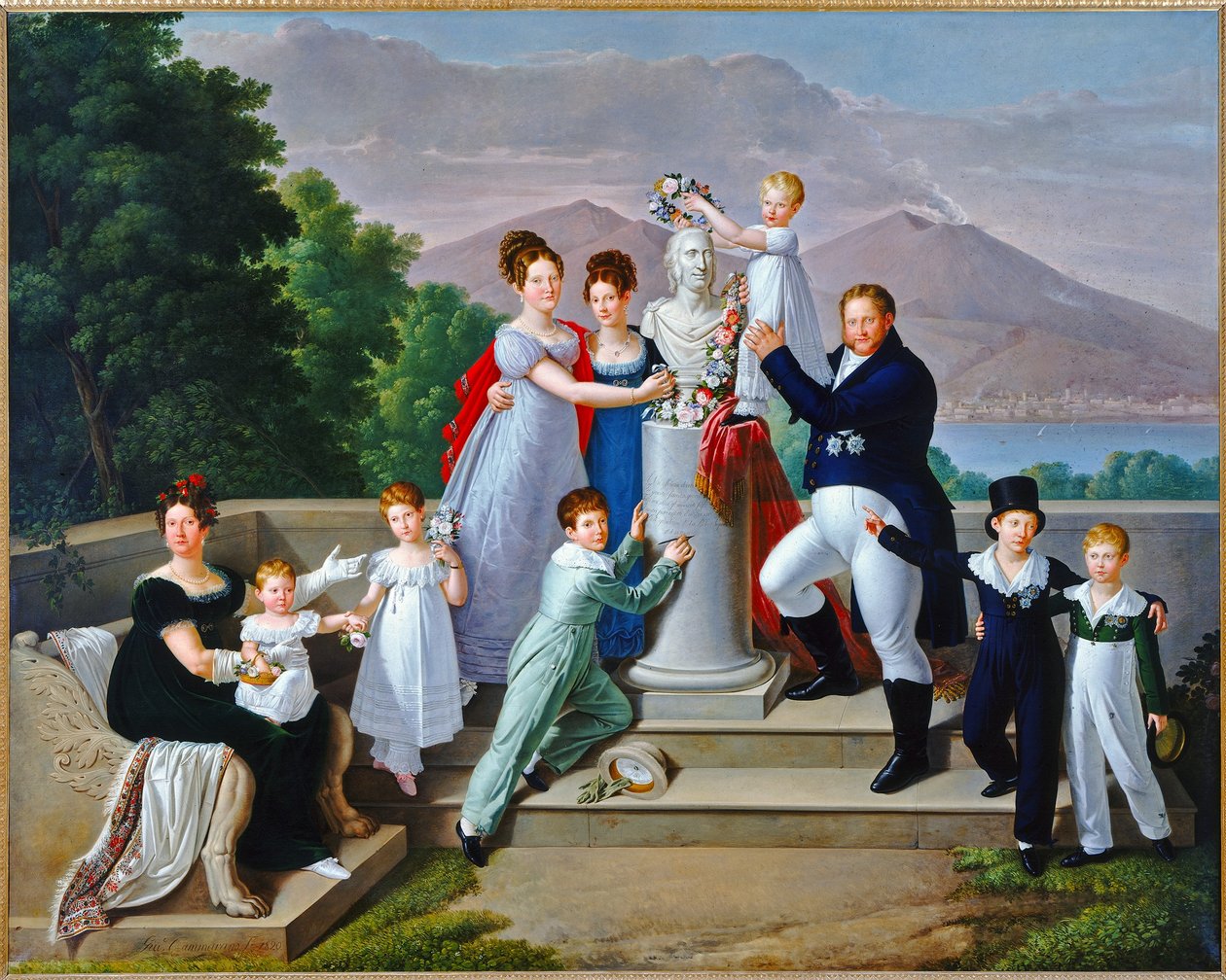 Italienska: Porträtt av Franciskus I Franciskus I och hans familj av Giuseppe Cammarano