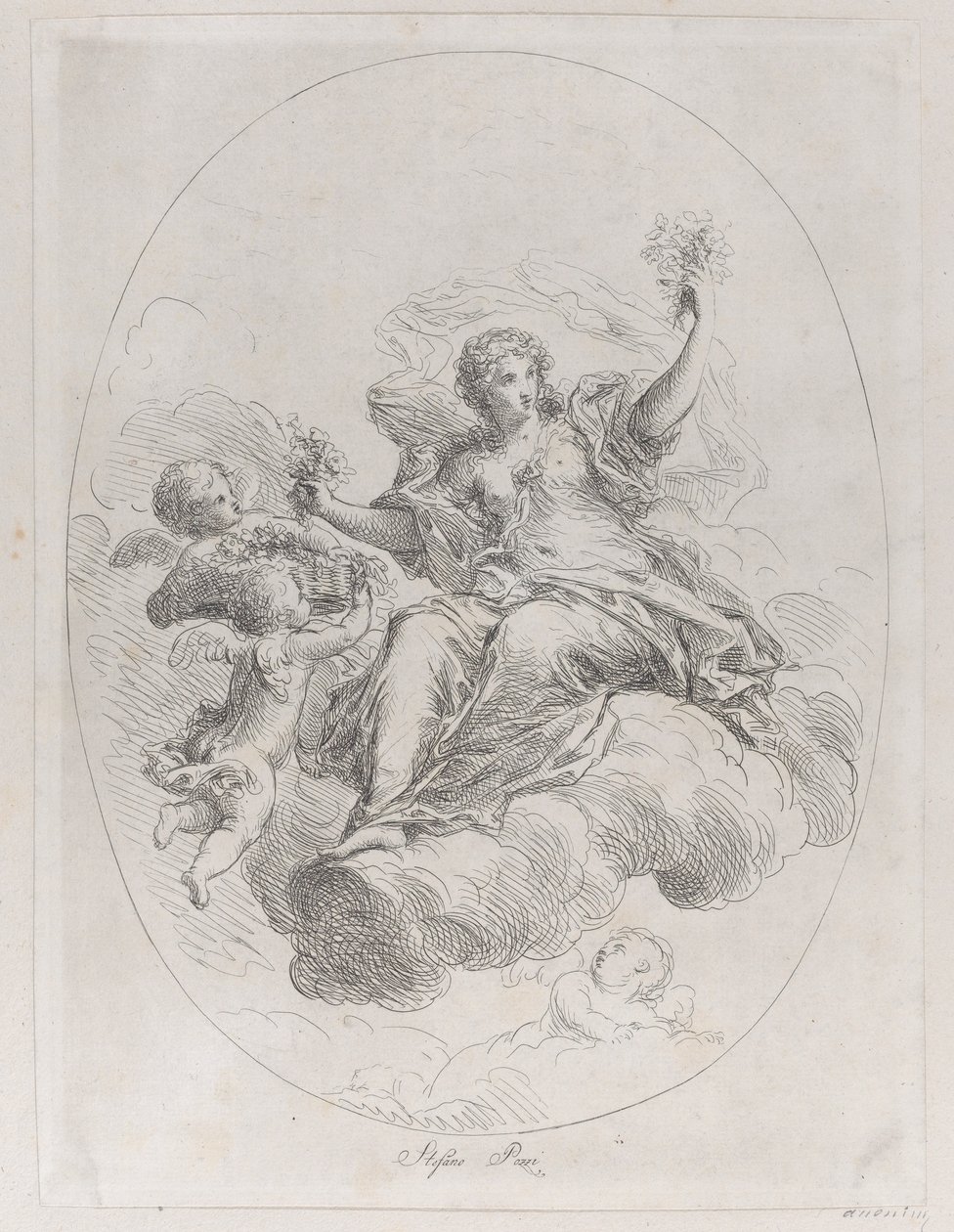 Allegorisk figur på ett moln med putti, efter Stefano Pozzi, ca. 1745-1802. av Giuseppe Canale
