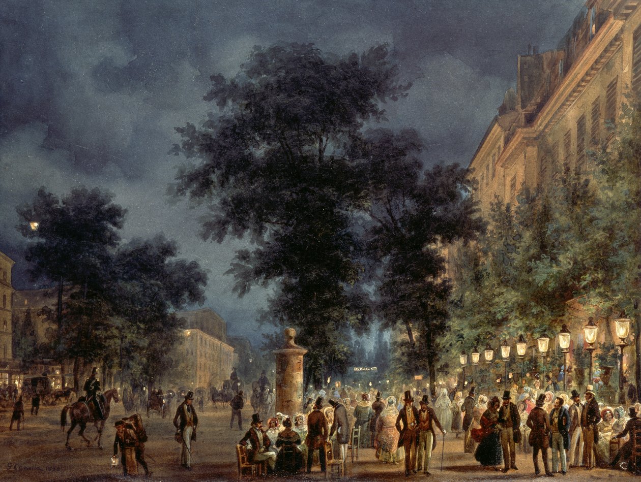 Café i Paris på natten av Giuseppe Canella