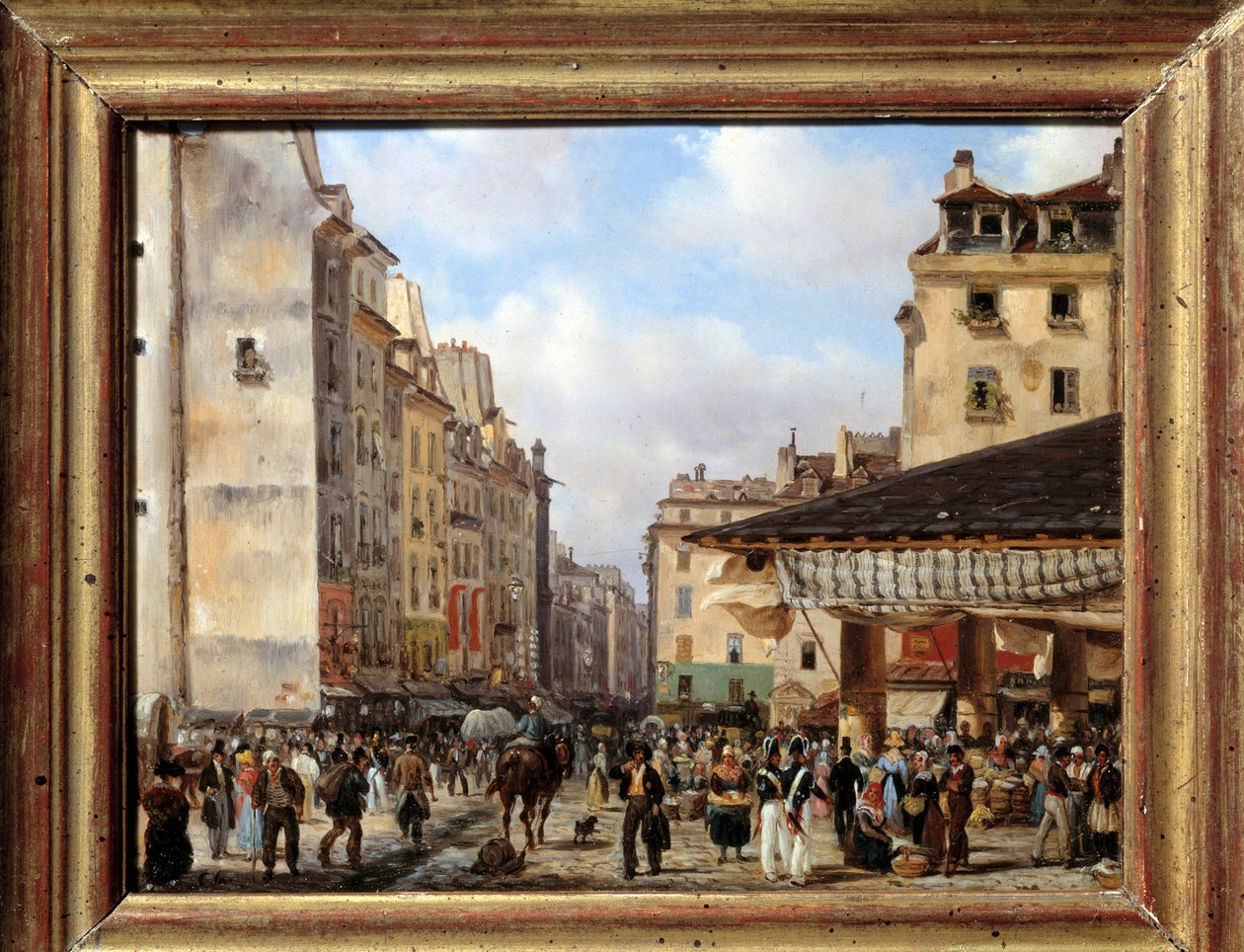 Les Halles och rue de la Tonnellerie 1828: utsikt över Paris på 1800-talet. Målning av Giuseppe Canella (1788-1847) av Giuseppe Canella