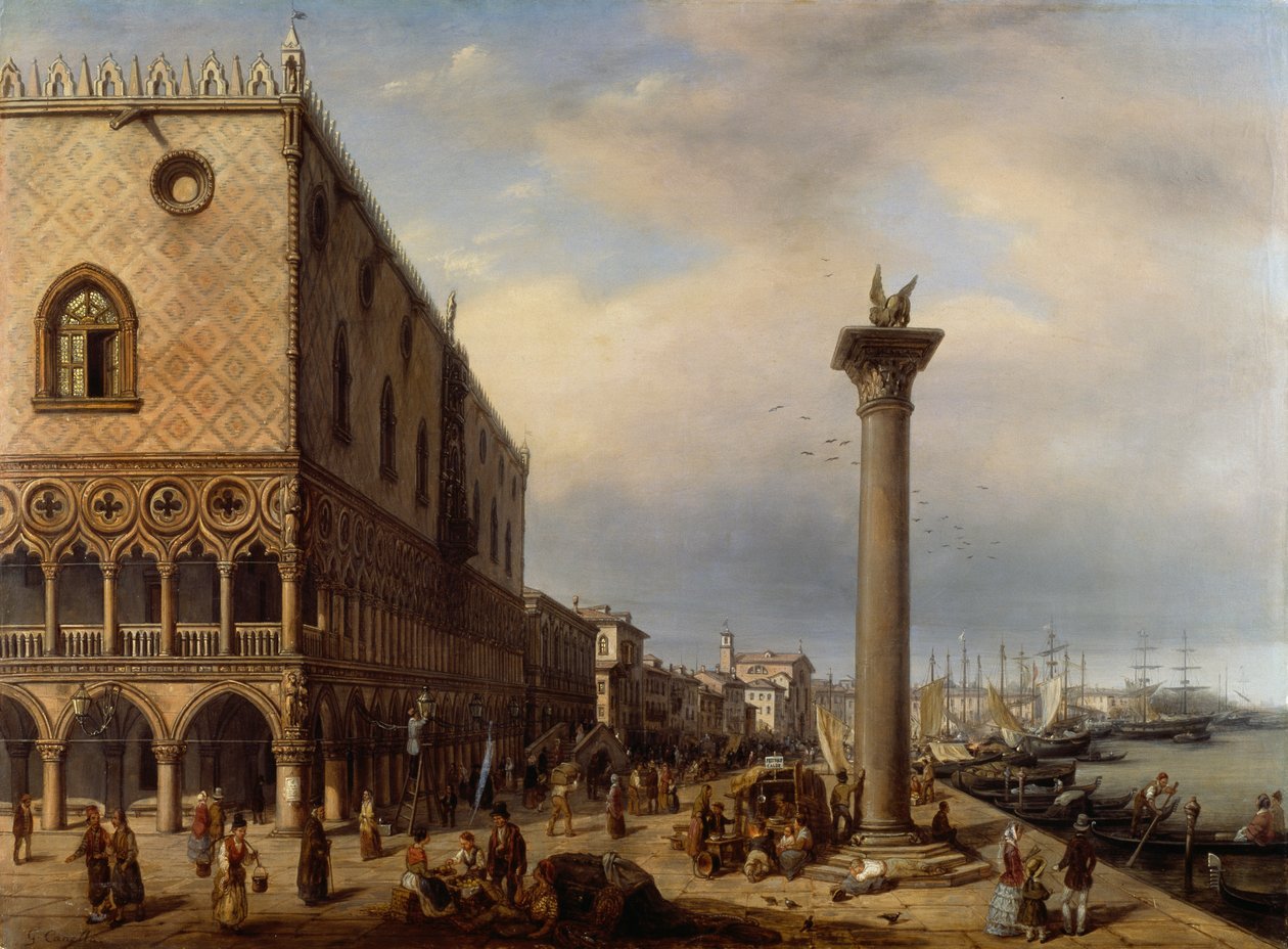 Riva degli Schiavoni (gångväg) i Venedig, av Giuseppe Cannella (1788-1847) av Giuseppe Canella