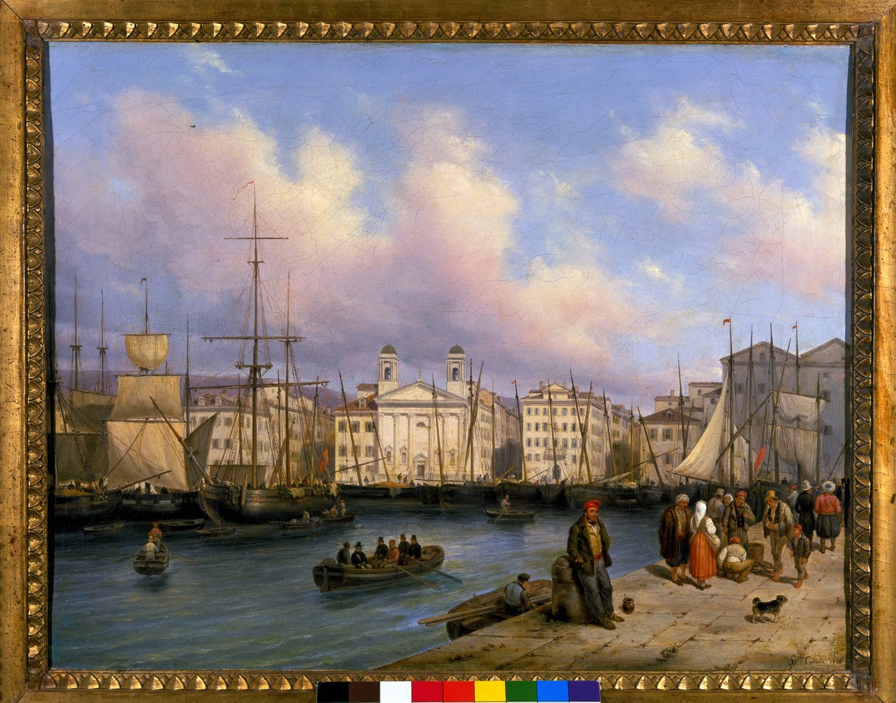 Utsikt över hamnen i Trieste, målning av G. Canelia av Giuseppe Canella