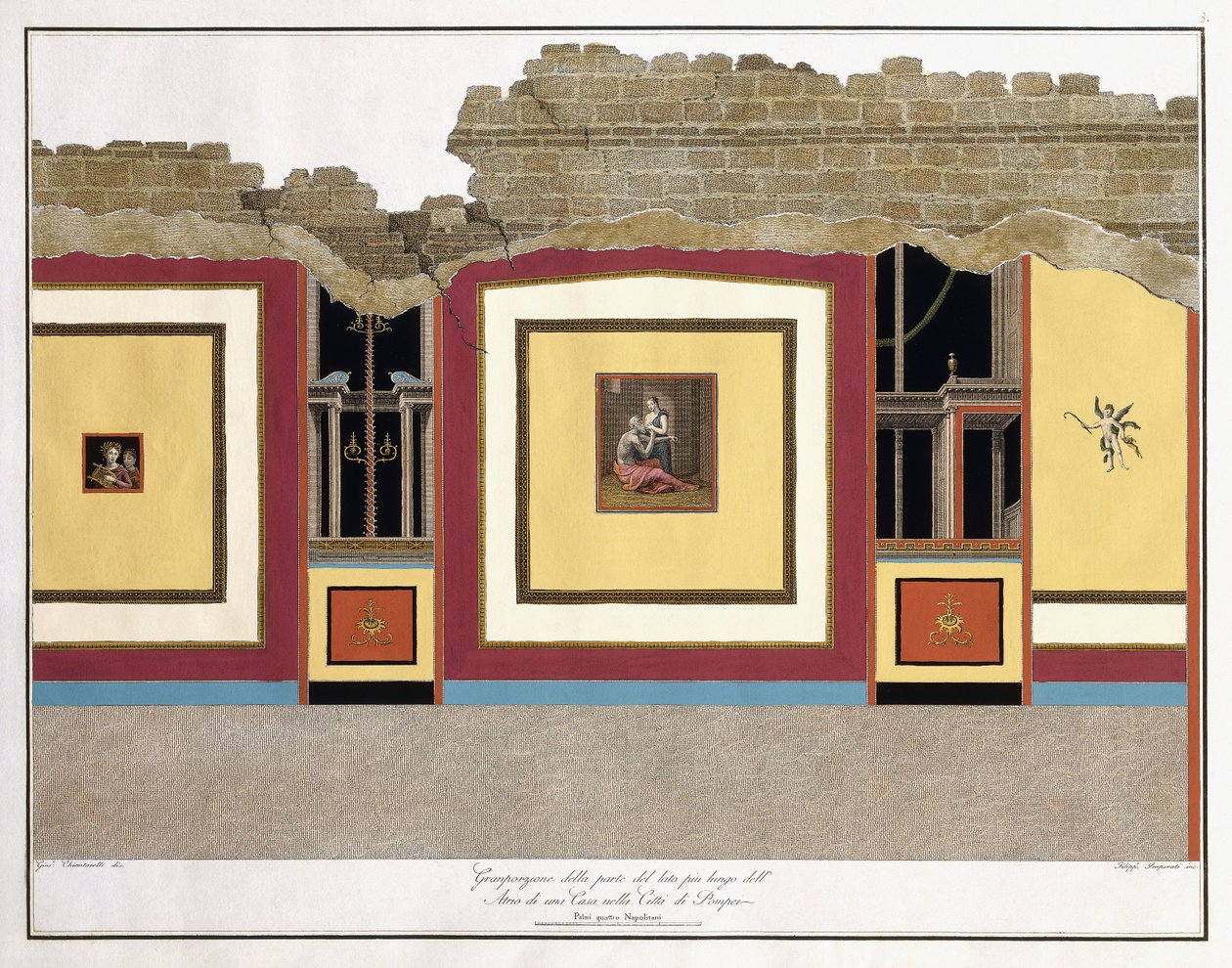 Större delen av den längsta väggen i ett Atrium of Pompei av Giuseppe Chiantarelli