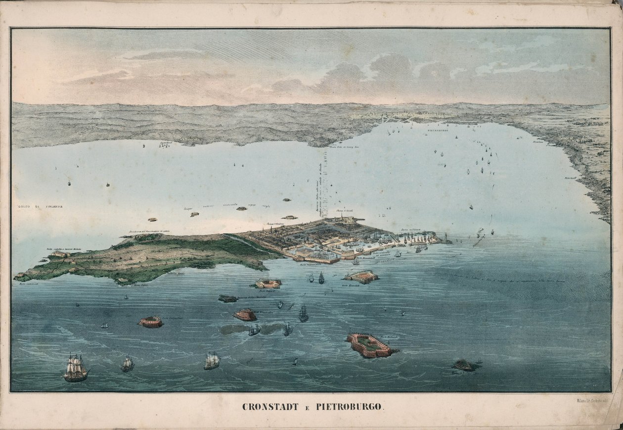 Panoramautsikt över Kronstadt, 1853. av Giuseppe Civelli