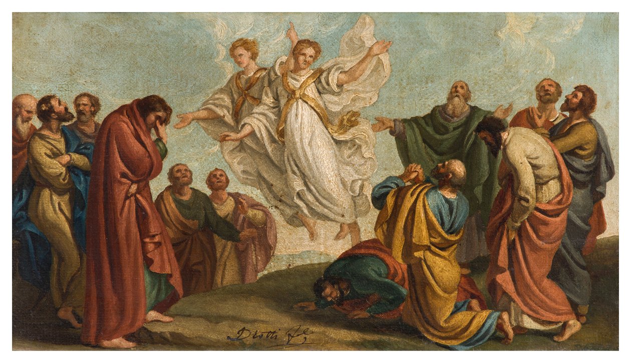 Giuseppe Diotti, Skiss, Änglarnas uppenbarelse för apostlarna efter Kristi himmelsfärd av Giuseppe Diotti