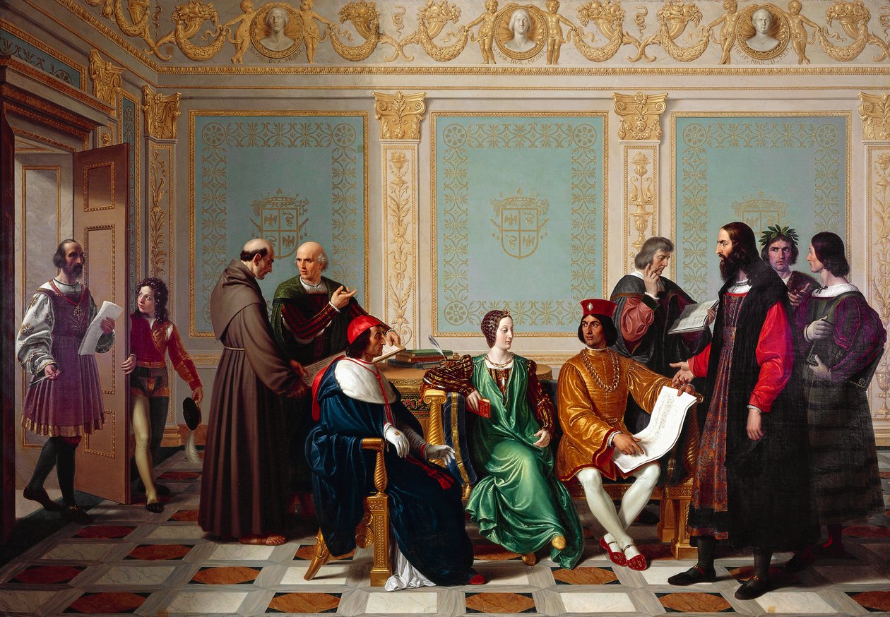 Leonardo da Vinci tar emot uppdraget för den sista måltiden vid Ludovico il Moros hov i Milano. av Giuseppe Diotti