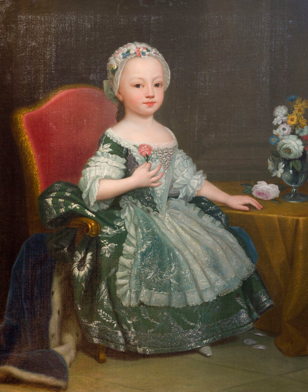 Porträtt av Maria Theresia av Savojen (1756-1803), framtida grevinna av Artois, av Giuseppe Dupra (1703-1784), olja på duk av Giuseppe Duprà