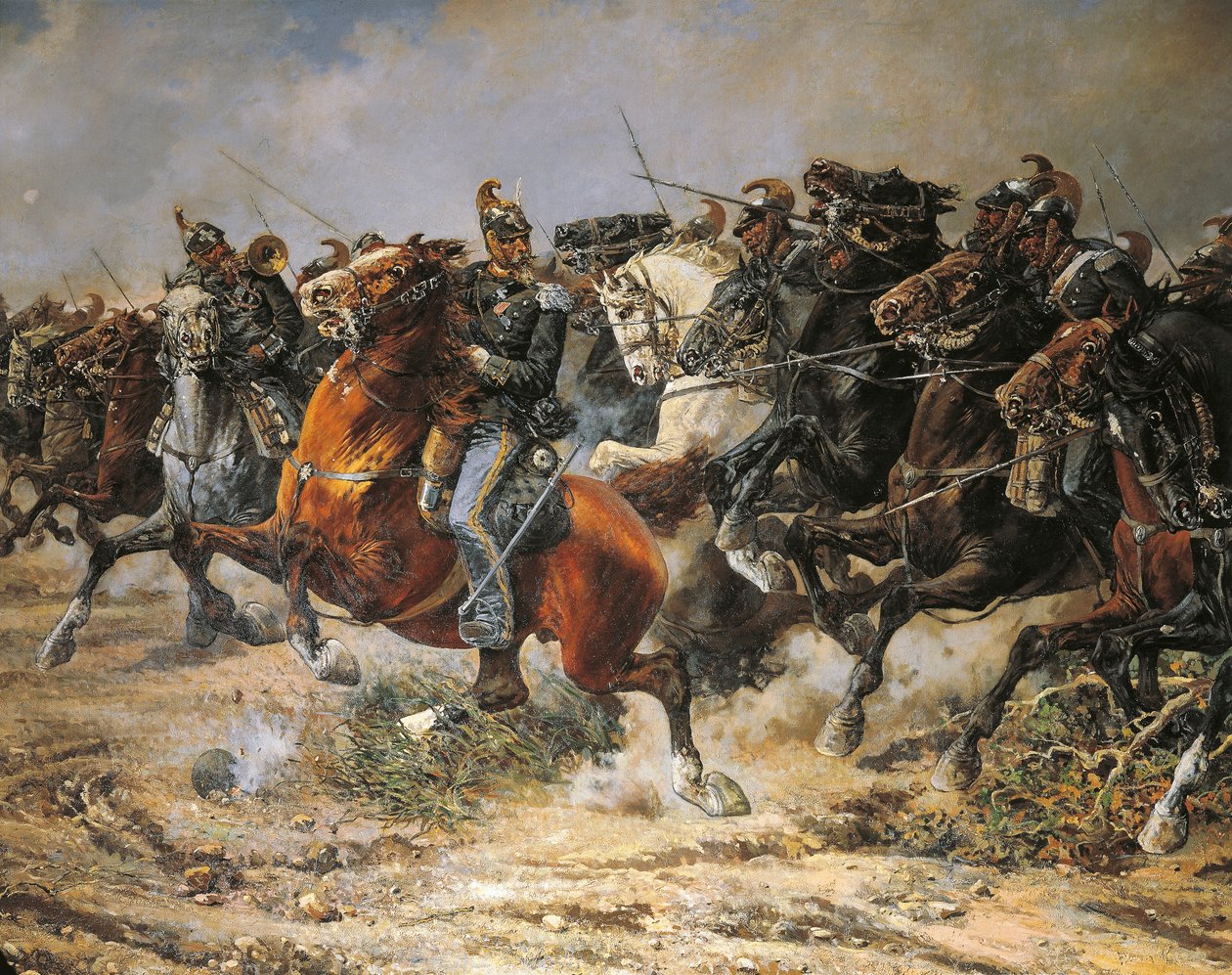 Tredje frihetskriget, ledning av Genuas kavalleri i Custoza, 24 juni 1866, målad av Giuseppe Gabani av Giuseppe Gabani