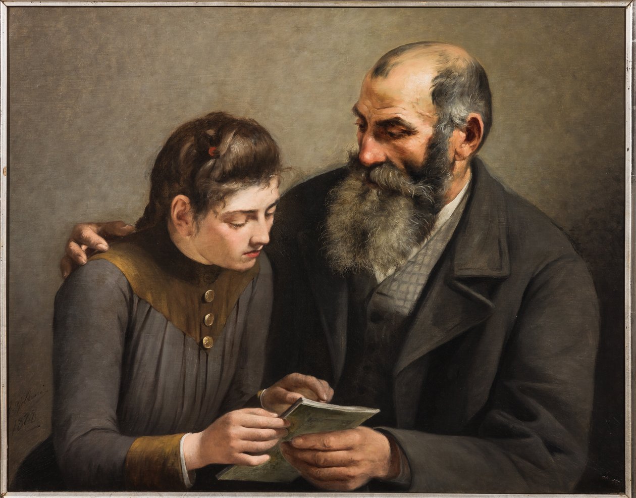 Läraren och flickan (olja på duk) av Giuseppe Goldoni