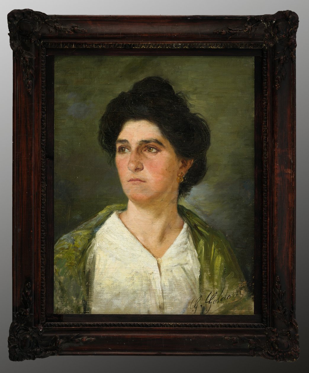 Porträtt av en ung ädel kvinna (oljemålning på duk) av Giuseppe Goldoni