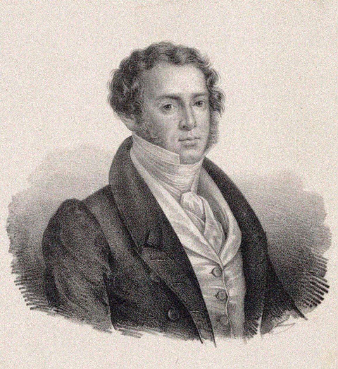 Porträtt av kompositören Saverio Mercadante 1795-1870. av Giuseppe Gozzini
