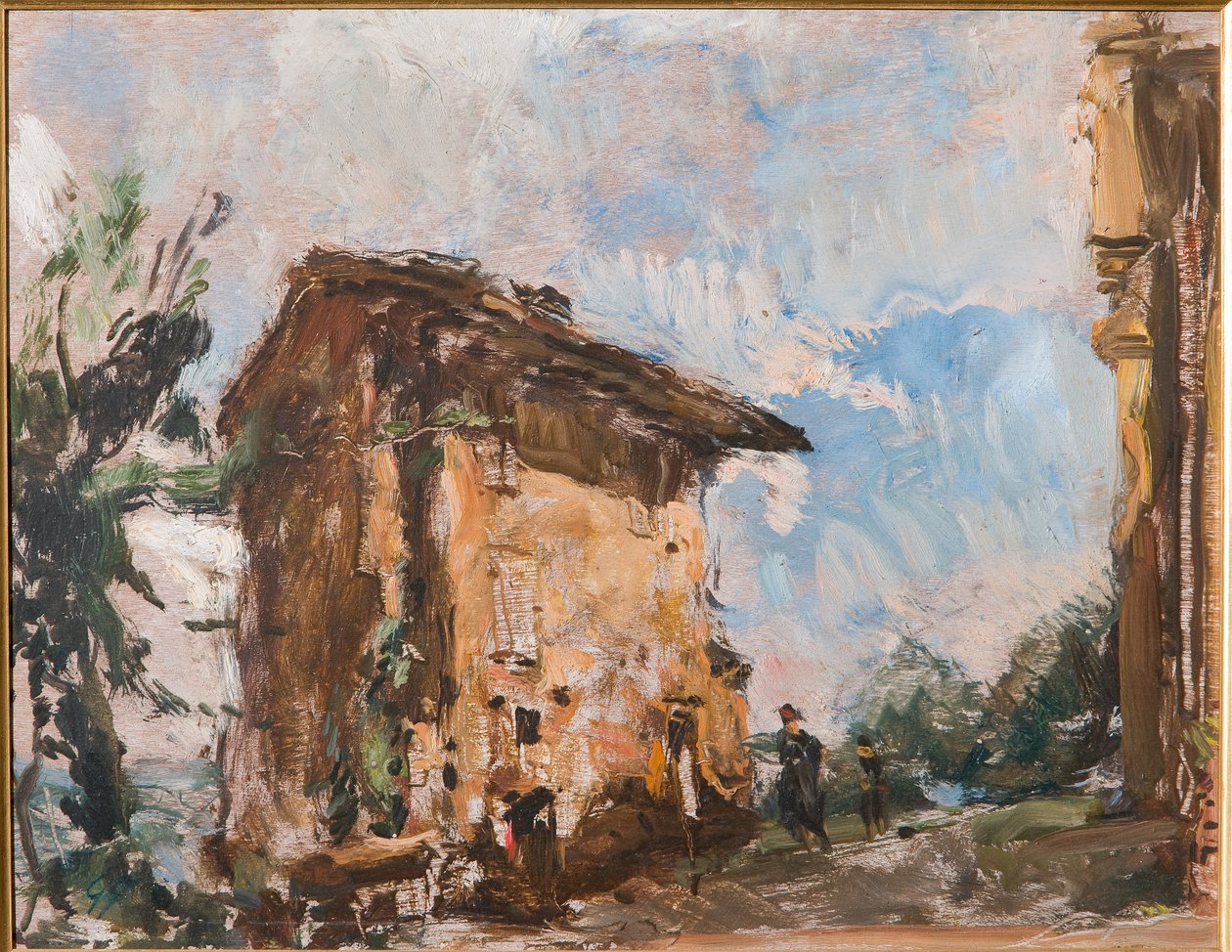 A Farmhouse (olja på plywood) av Giuseppe Graziosi