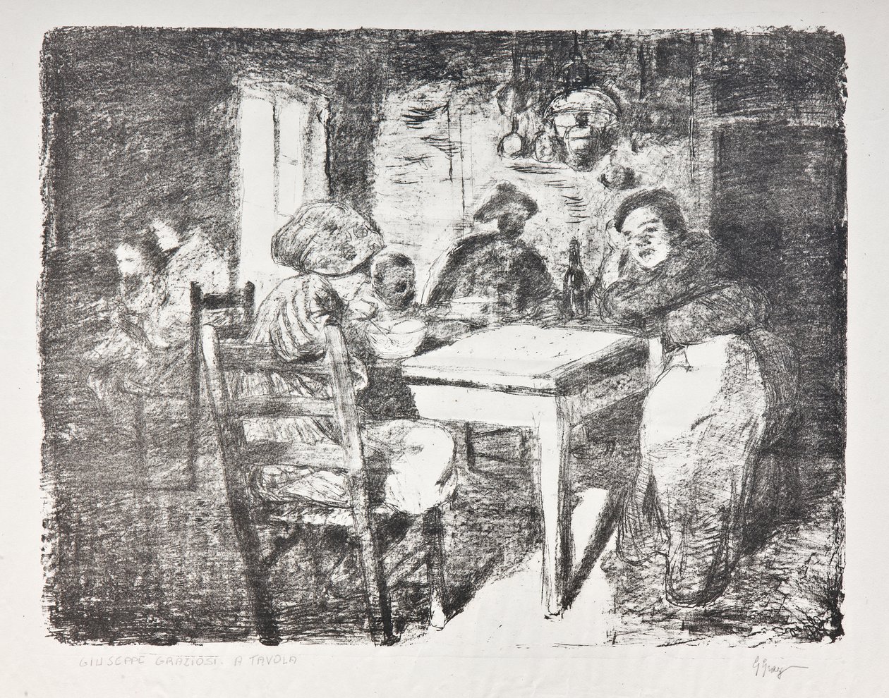 Vid bordet, ca 1907 (litho) av Giuseppe Graziosi