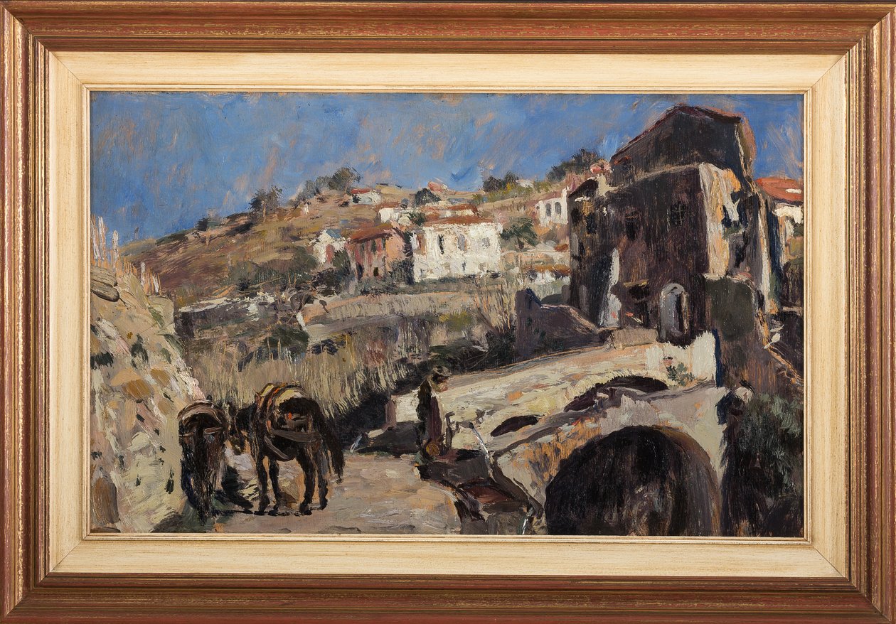Landskap (olja på panel) av Giuseppe Graziosi