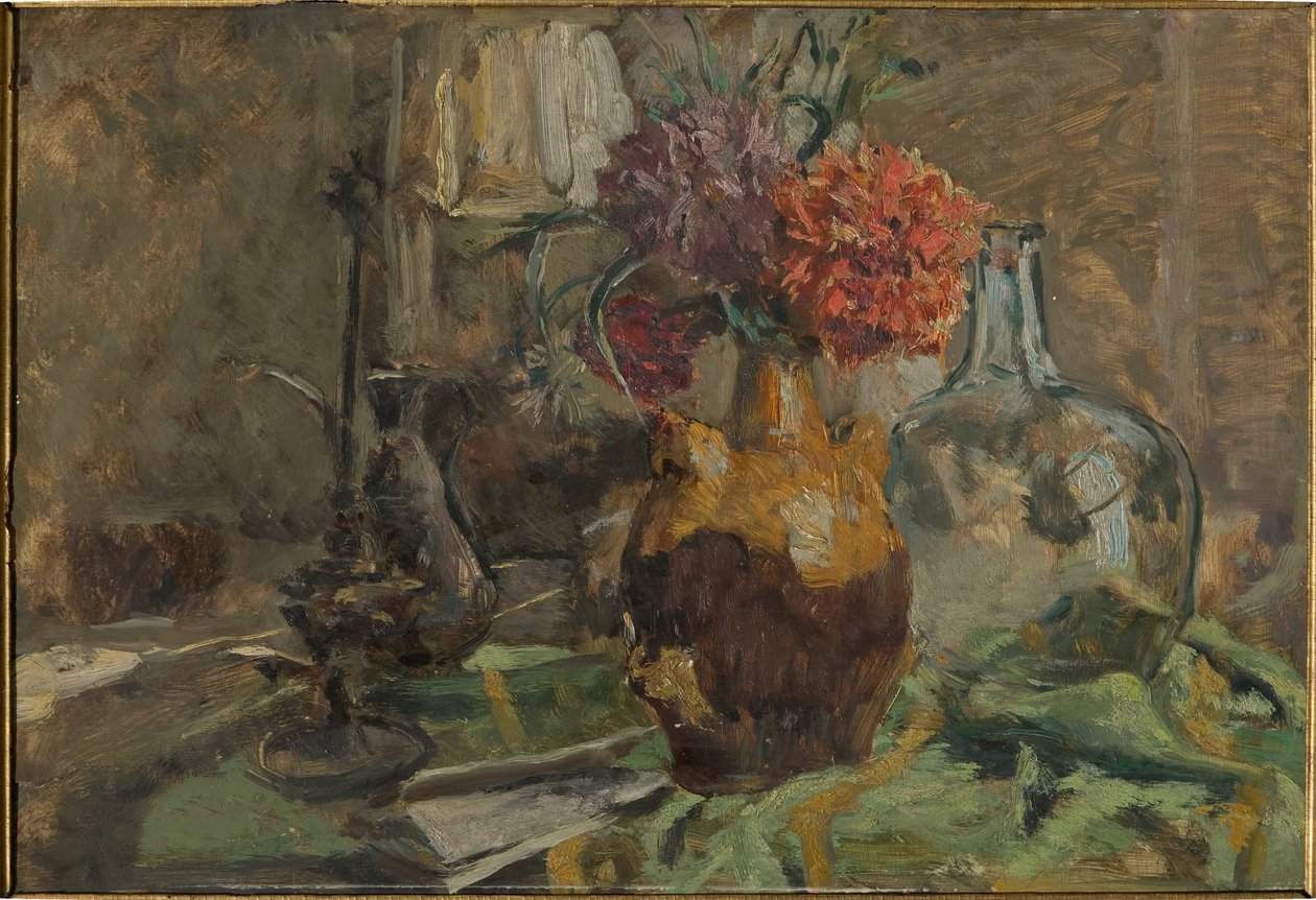 Stilleben (olja på plywood) av Giuseppe Graziosi