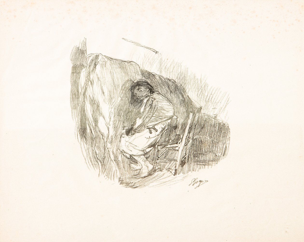 Mjölkningen (litografi) av Giuseppe Graziosi