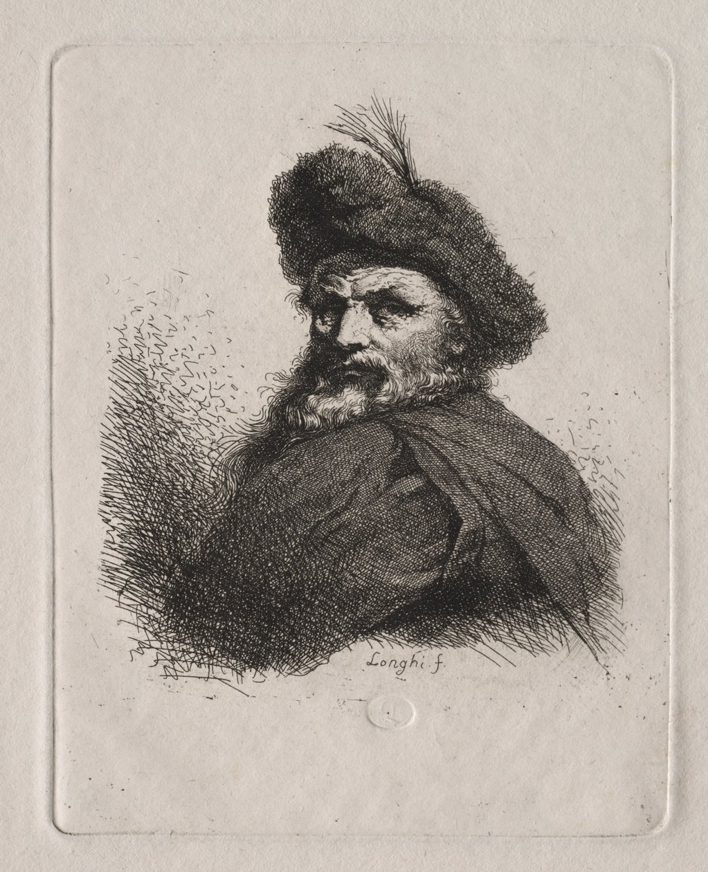 Byst av en man med en pälsmössa av Giuseppe Longhi