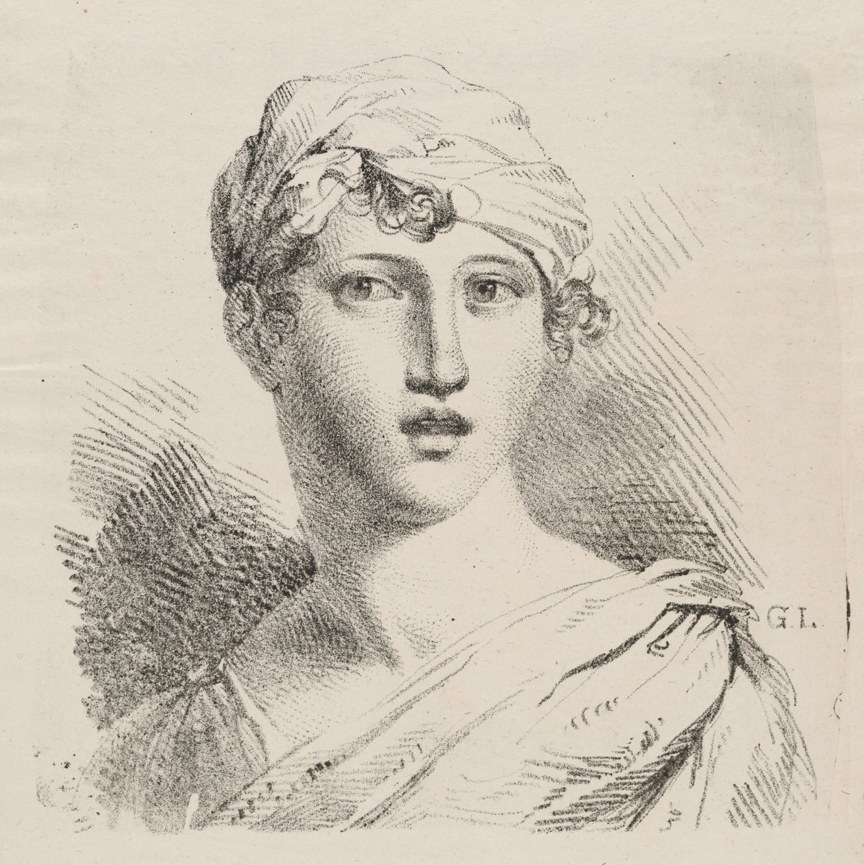 Byst av en ung kvinna med turban av Giuseppe Longhi