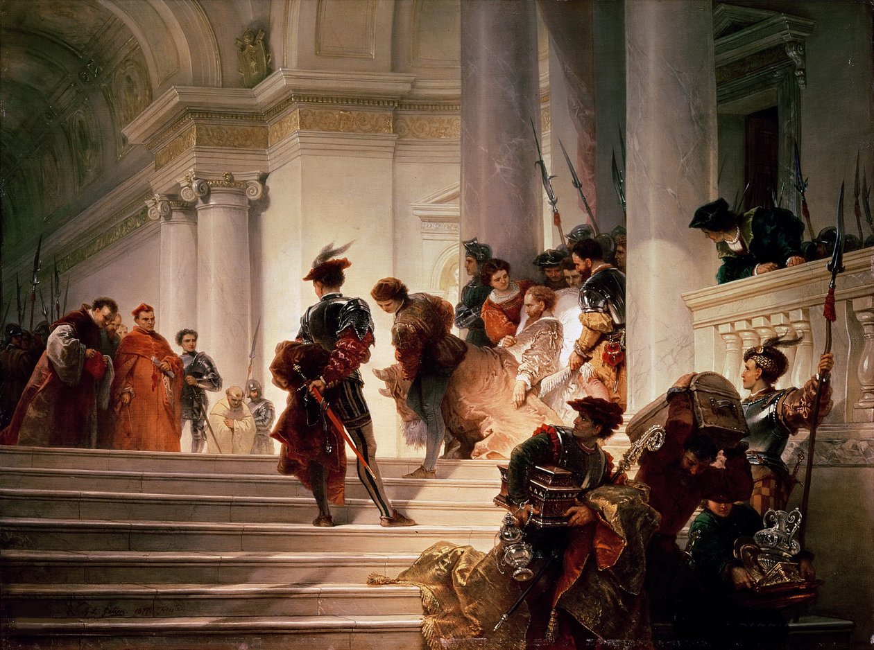 Cesare Borgia lämnar Vatikanen, 1877. av Giuseppe Lorenzo Gatteri