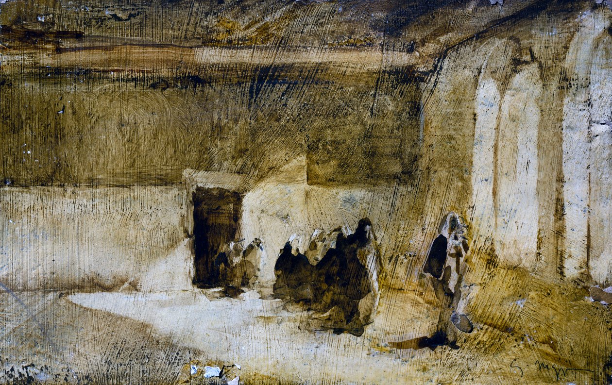 Vardagsrum, 1900-talet (olja på kartong) av Giuseppe Maggi