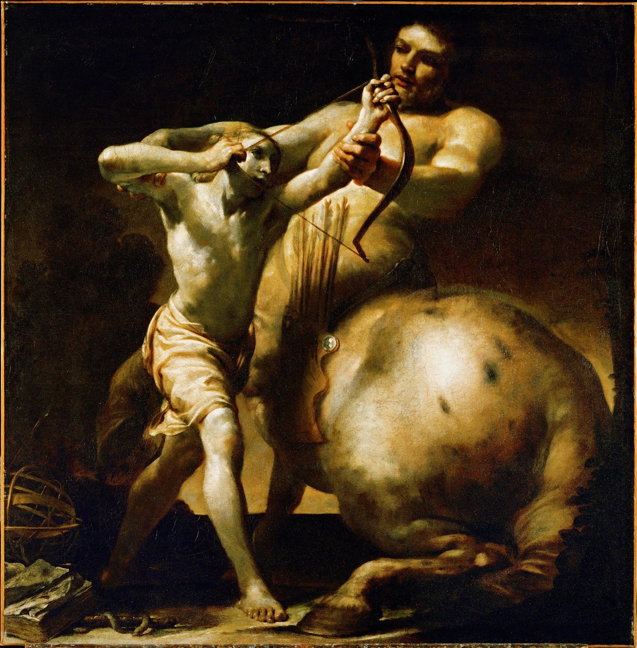 Kentauren Chiron lär unga Achill-bågskytte ... (olja på duk) av Giuseppe Maria (1665 1747) Crespi