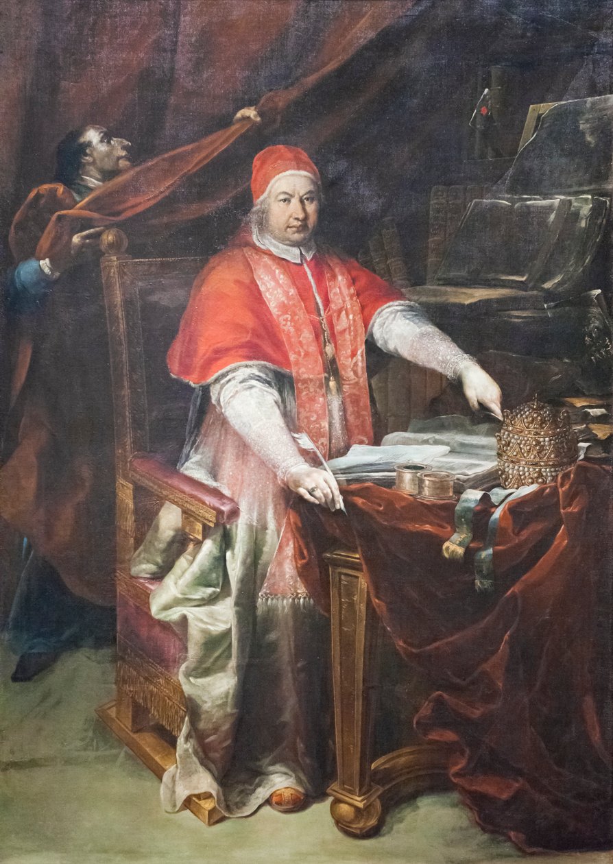 Påve Benedikt XIV (olja på duk) av Giuseppe Maria (1665 1747) Crespi