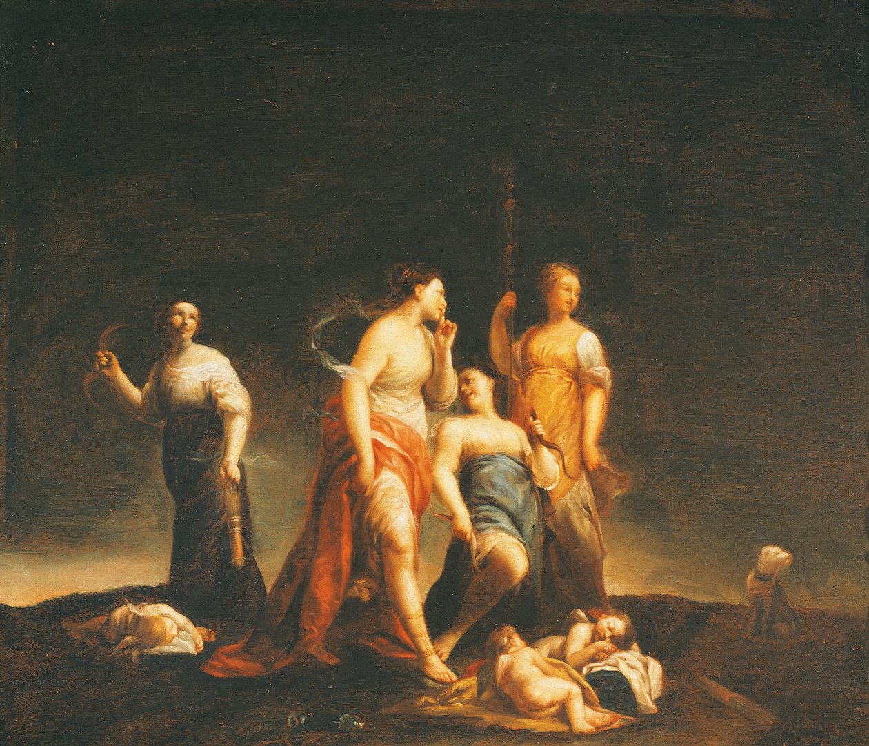 Sleeping cupids, av Giuseppe Maria Crespi (1665-1747) av Giuseppe Maria (1665 1747) Crespi