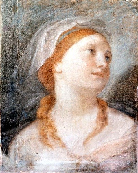 Studie av huvudet på en ung kvinna med rött hår av Giuseppe Maria (circle of) Crespi