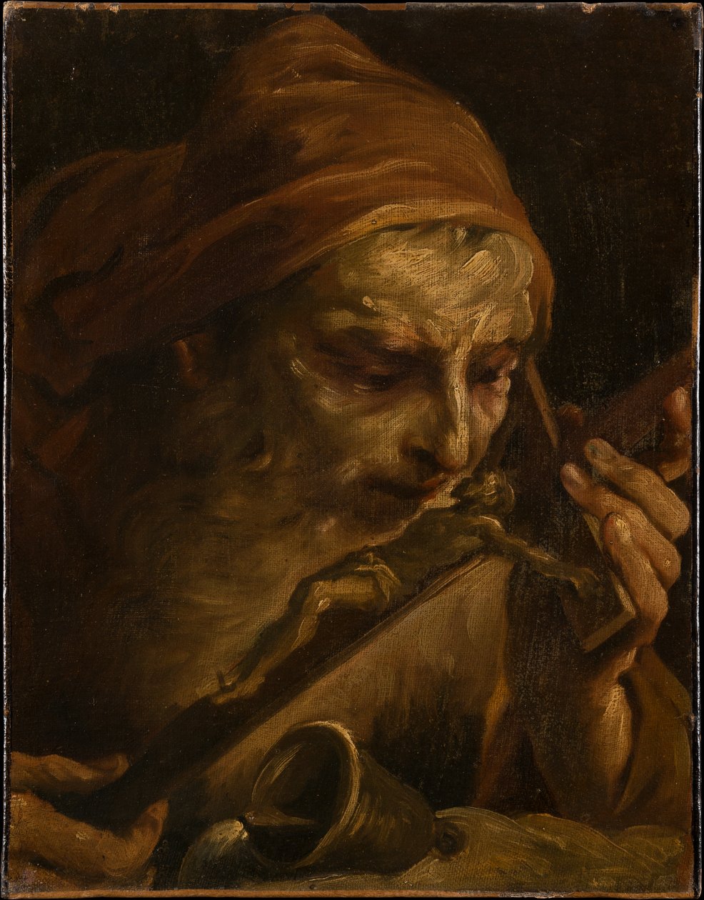 Antonius abbot kysser krucifixet av Giuseppe Maria Crespi