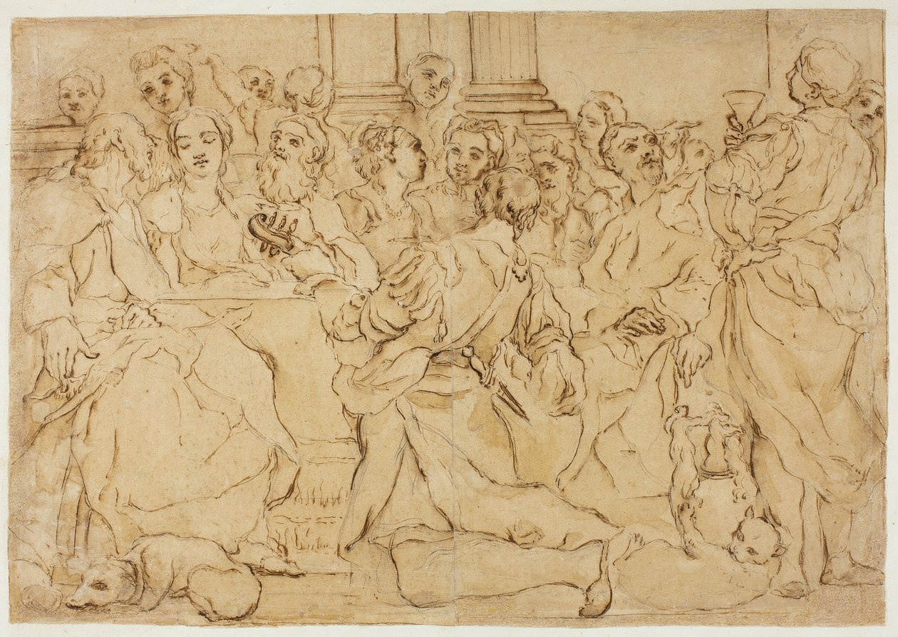 Studera för äktenskapet i Cana av Giuseppe Maria Crespi
