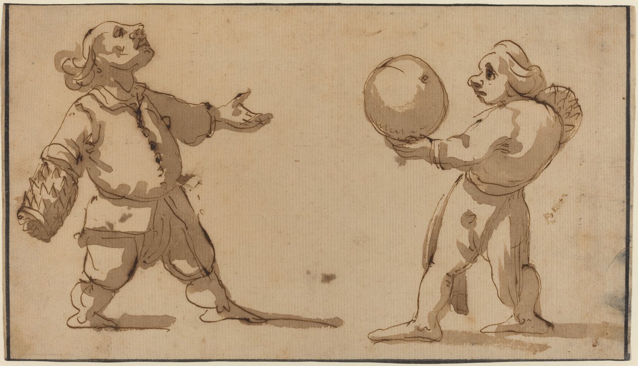 En karikatyr med bollspelare av Giuseppe Maria Mitelli
